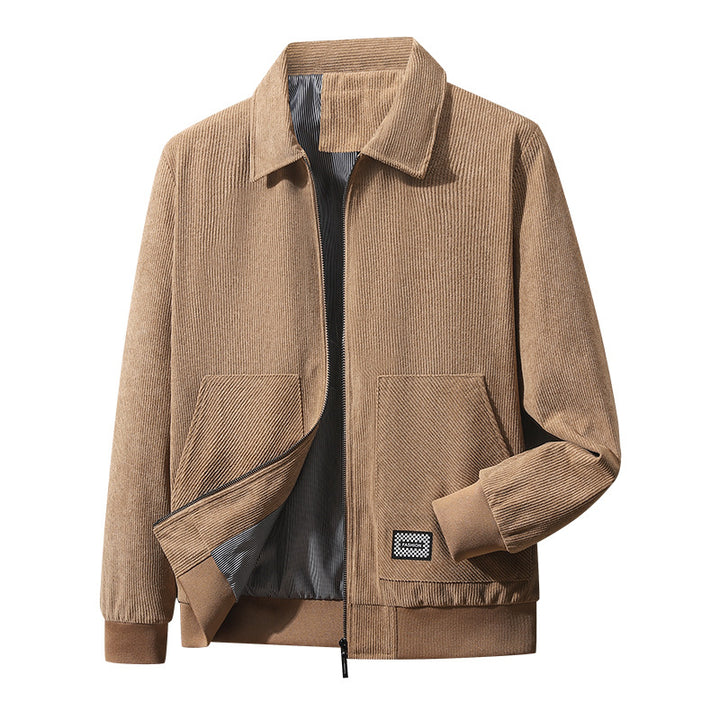 Herren strukturierter Freizeitblouson mit feinem Cordgewebe, gestreiftem Innenfutter und elastischem Saum Drune
