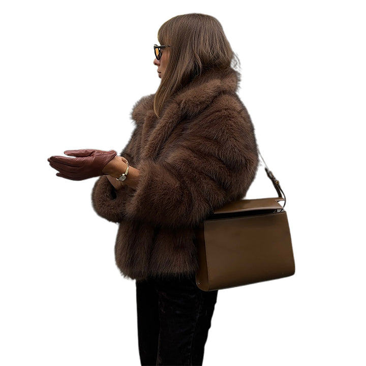 Damen Kunstfelljacke mit voluminösem Schnitt und elegantem Design Drune