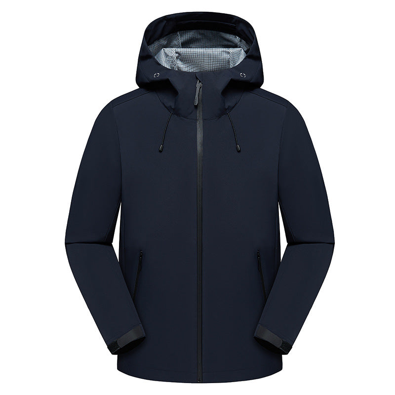 Herren Urbaner Softshell-Regenparka mit getapten Nähten, verstellbarer Kapuze und wasserdichtem Reißverschluss Drune