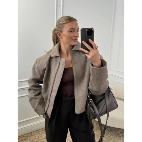 Damen elegante Fleece-Jacke mit Reißverschluss Drune