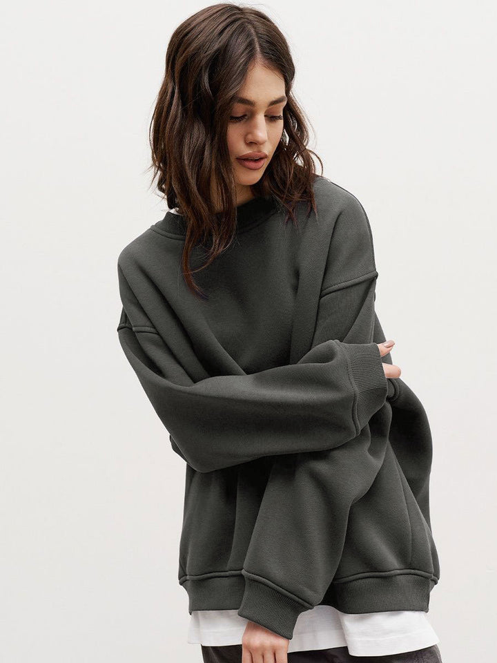 Damen Oversized Sweatshirt mit dropped Shoulder und weichem Fleece-Waren Drune