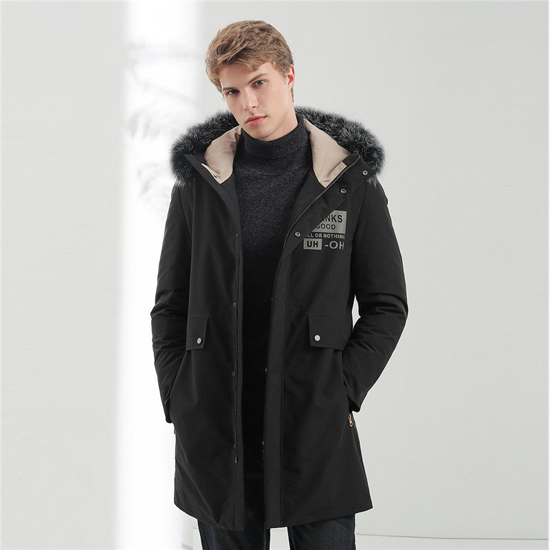 Herren Thermo Parka mit Kapuze und abnehmbarem Kunstfellbesatz Drune