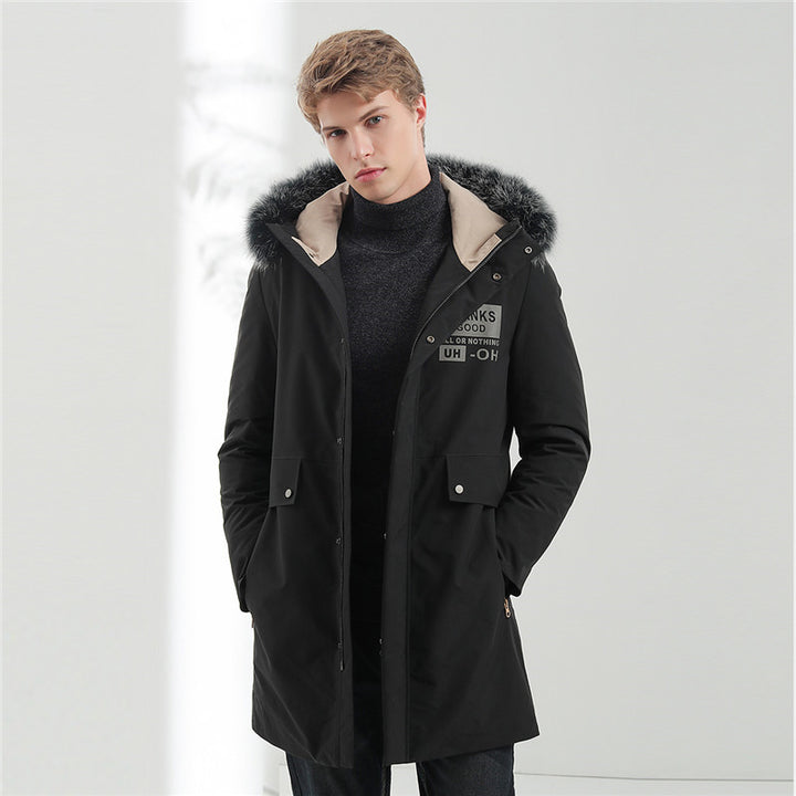 Herren Thermo Parka mit Kapuze und abnehmbarem Kunstfellbesatz Drune