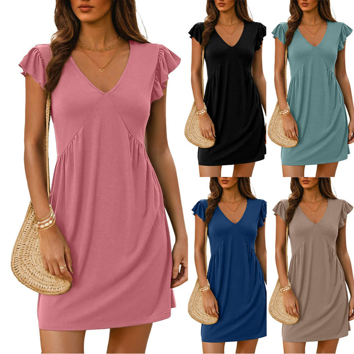 Damen lockeres Sommerkleid mit Rüschendetails Drune
