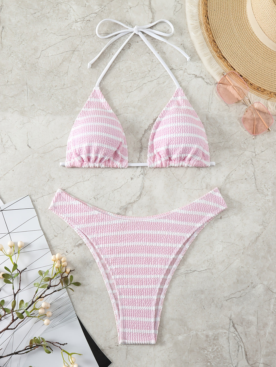 Damen Triangel-Bikini mit raffinierten Streifen Drune