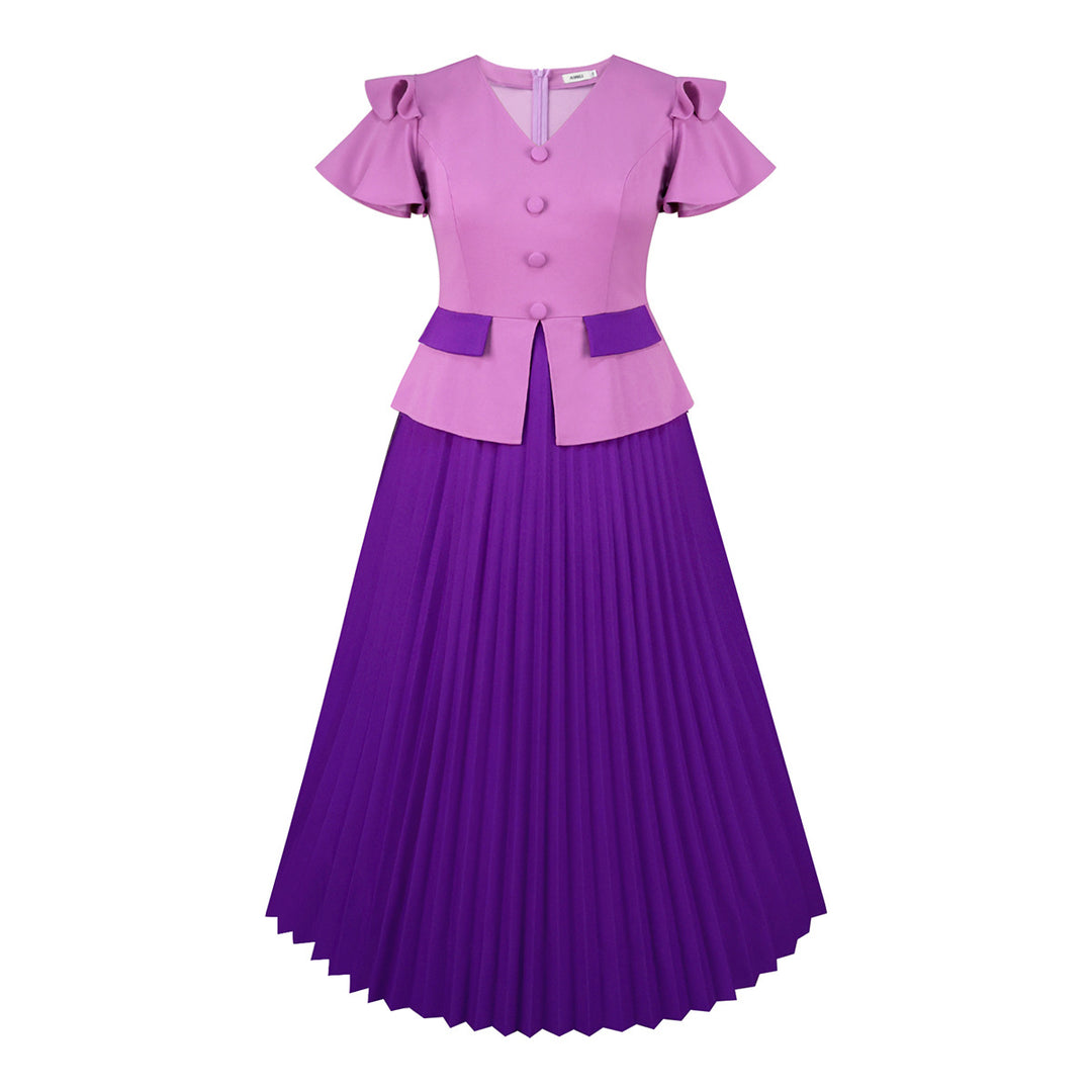 Damen Elegantes Set aus Blusentop und plissiertem Rock Drune