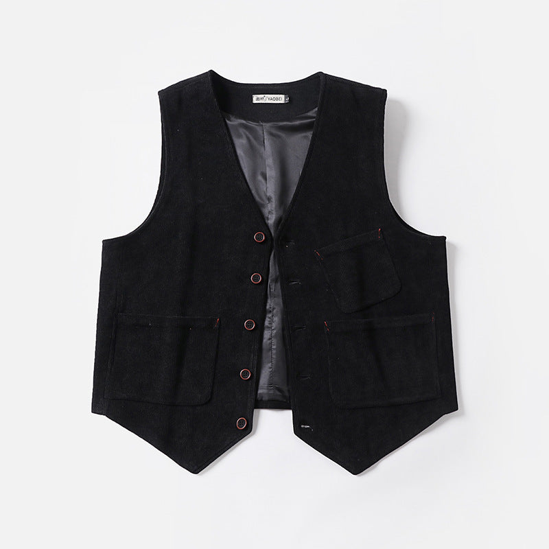 Herren Cordweste ohne Revers mit aufgesetzten Taschen und Futter Drune