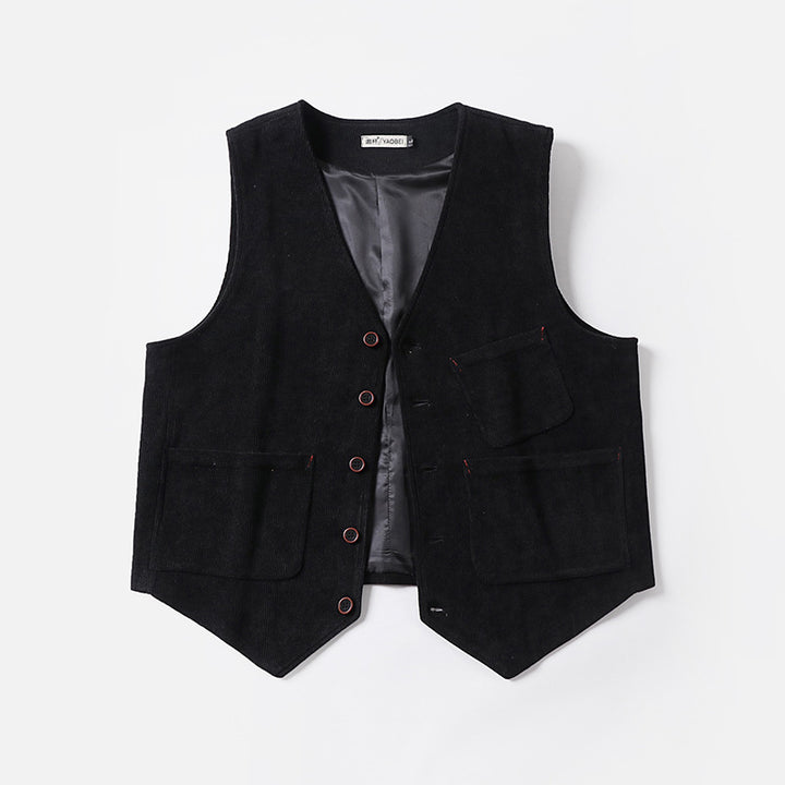 Herren Cordweste ohne Revers mit aufgesetzten Taschen und Futter Drune
