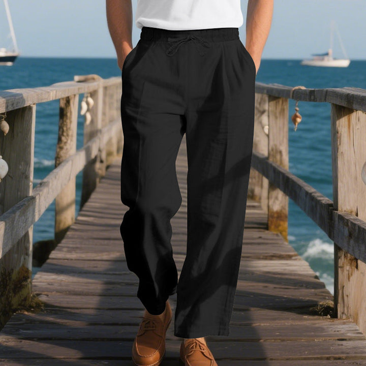 Herren luftige Freizeithose mit elastischem Bund und seitlichen Taschen Drune