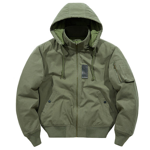 Herren multifunktionale Feldjacke im Bomberstil mit Kapuze und Ärmel-Tasche Drune