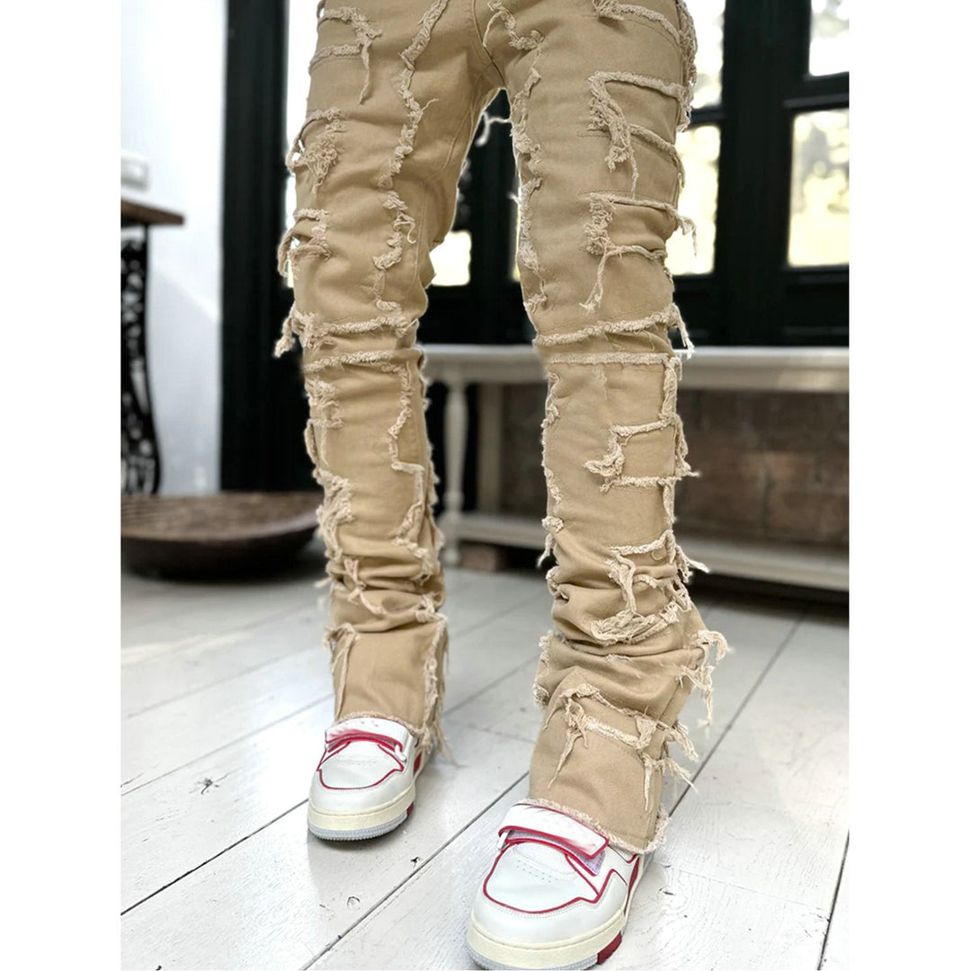 Herren Zerrissene Denim-Hose im lässigen Stil mit einzigartigem Design Drune