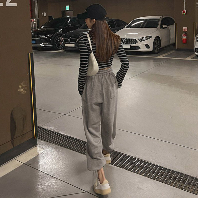 Damen komfortable, weit geschnittene Sweatpants mit elastischem Bund Drune