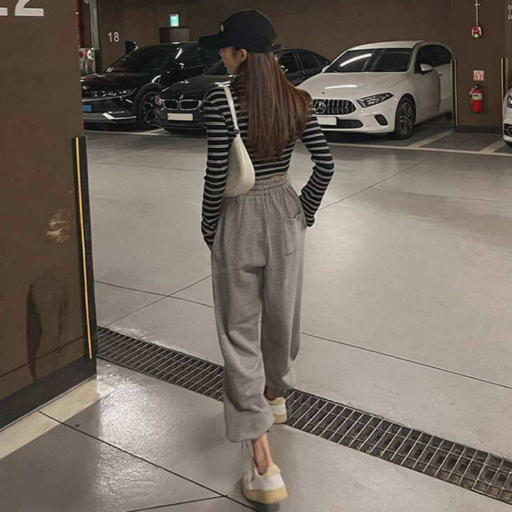 Damen komfortable, weit geschnittene Sweatpants mit elastischem Bund Drune