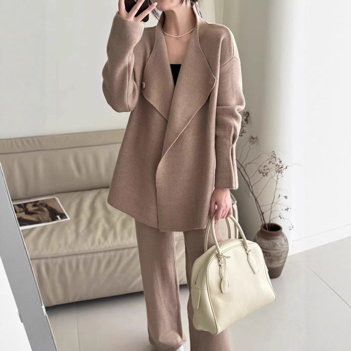 Damen Elegante Strickjacke mit tailliertem Design und Gürtel Drune