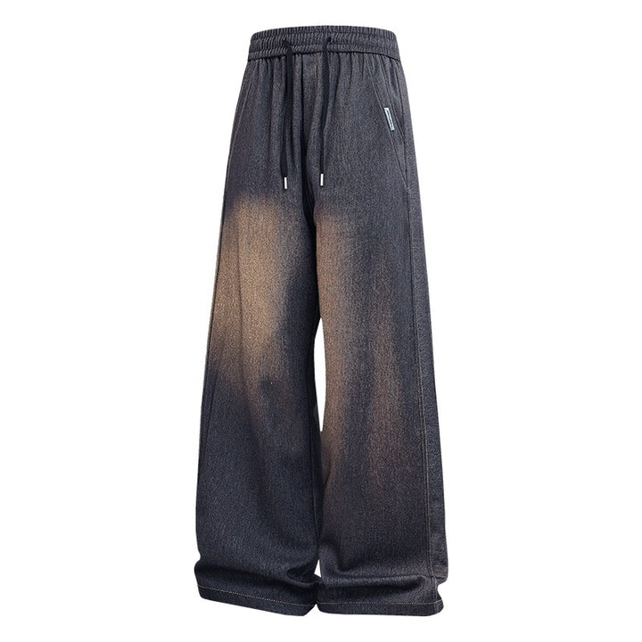 Damen Weite Denim-Jogginghose mit Elastischem Bund, Tunnelzug & Vintage-Waschung Drune