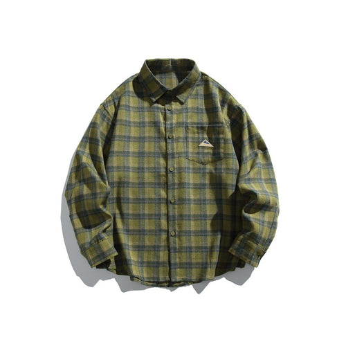 Herren Karierte Flanell-Hemdjacke im Overshirt-Look mit Brusttasche Drune