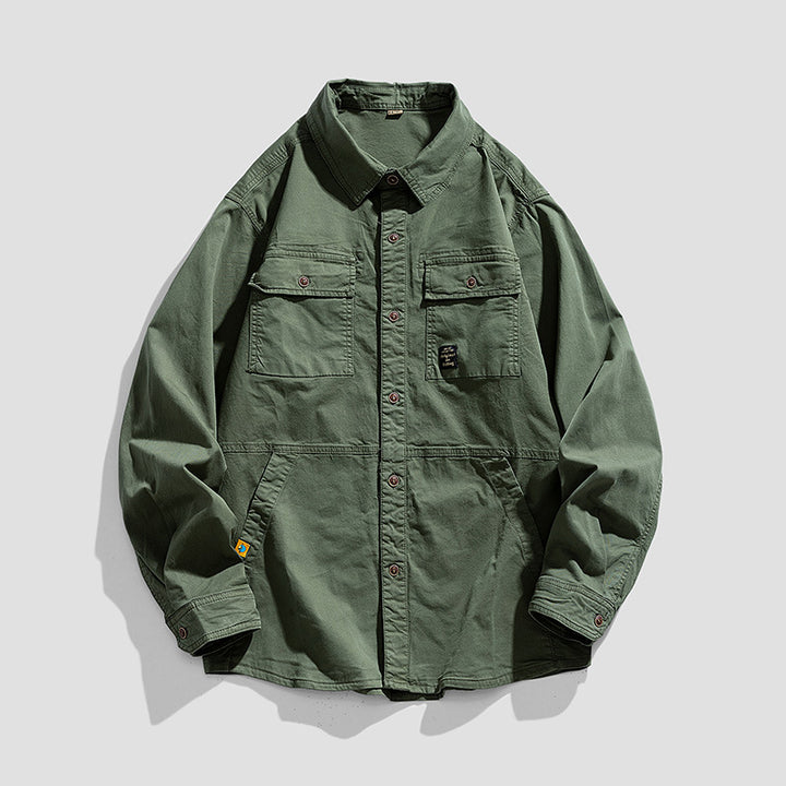 Herren Lässige Overshirt-Fieldjacke im Utility‑Stil mit Brust- und Eingrifftaschen Drune