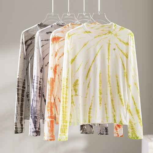 Herren Langärmeliges Batik-Longsleeve mit Slub-Struktur Drune