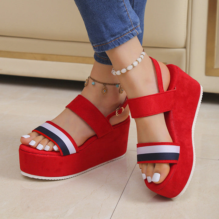 Damen Plattform-Sandalen mit modischem Riemchen-Design Drune