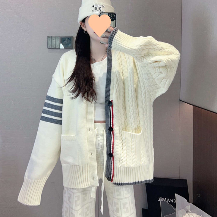 Damen Grobstrickjacke mit Kabelmuster und großzügigen Taschen Drune