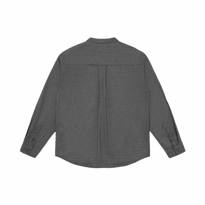 Unisex Oversize-Hemdjacke mit Stehkragen, Glencheckmuster und gerundetem Saum Drune
