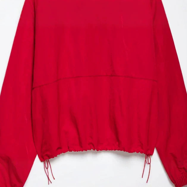 Damen leichte wattierte Oversize-Jacke mit hohem Stehkragen und Druckknopfleiste Drune