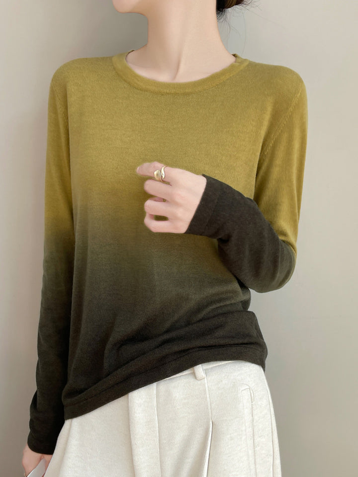 Damen Leichter Verlauf-Feinstrickpullover mit Rundhalsausschnitt und lockerer Passform Drune