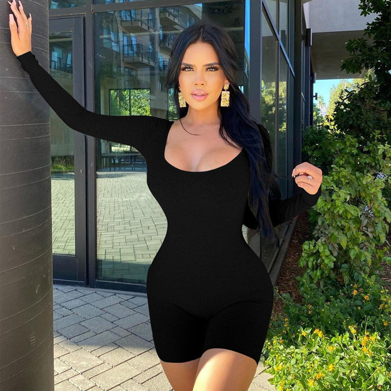 Damen Bodysuit mit langen Ärmeln und Quadrat-Ausschnitt Drune