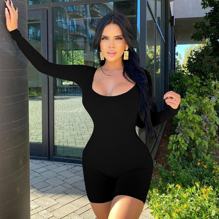 Damen Bodysuit mit langen Ärmeln und Quadrat-Ausschnitt Drune