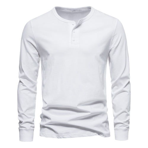 Herren Langärmliges Henley‑Shirt aus Baumwollmix mit dreifacher Knopfleiste und schmaler Silhouette Drune