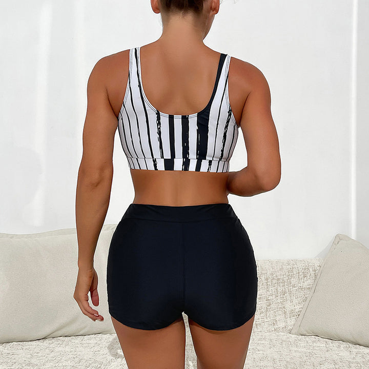 Damen Sportliches Crop-Top mit gestreiftem Design Drune