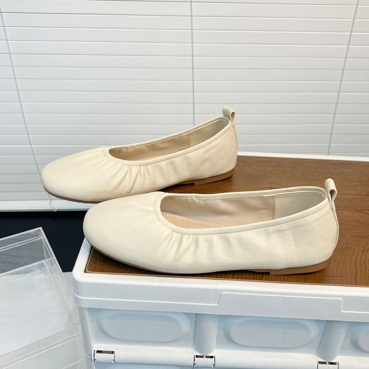 Damen Ballerinas aus feinem Leder mit elastischem Riemen Drune