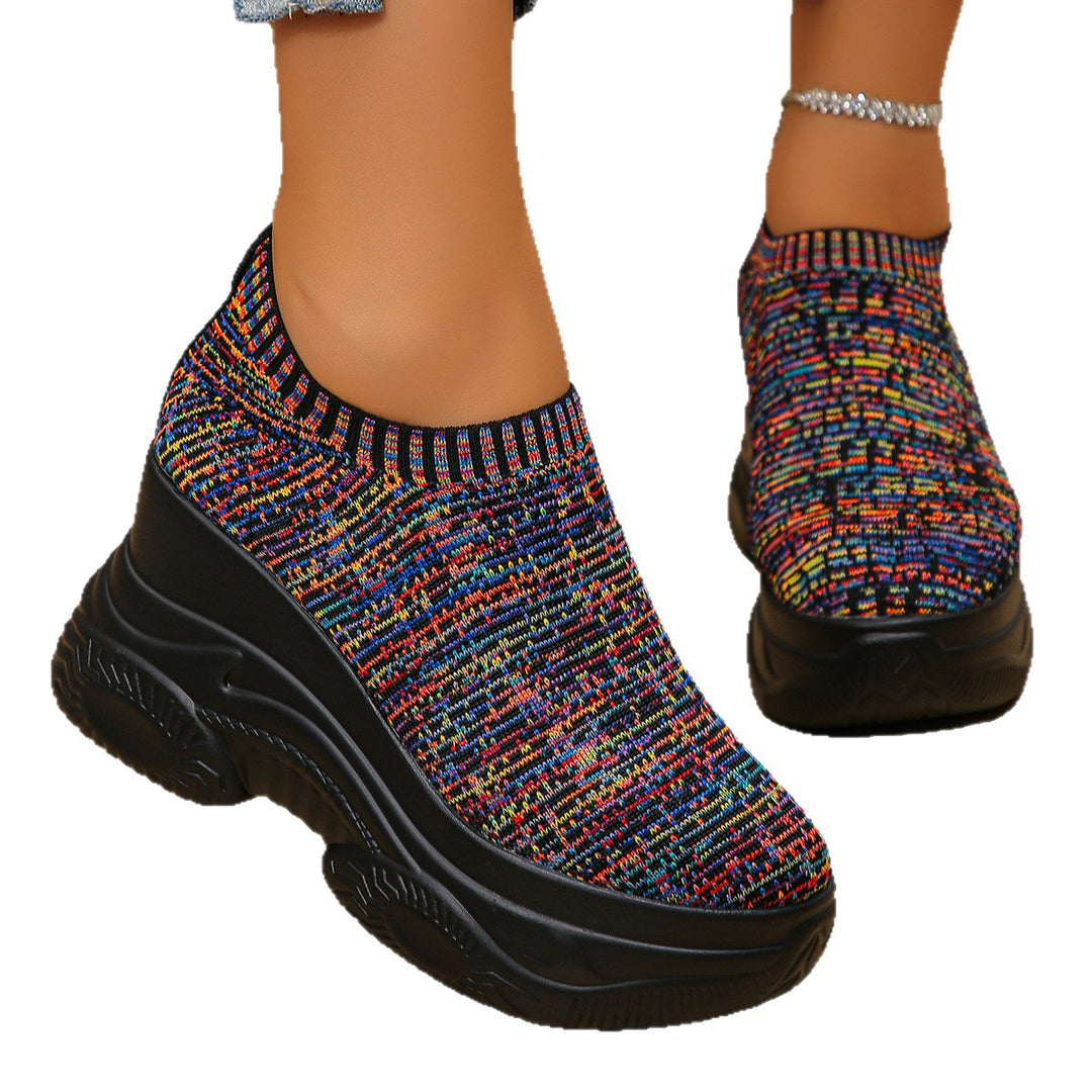 Damen Strick‑Sock‑Sneaker mit hohem Plateau und rutschfester Profilsohle Drune