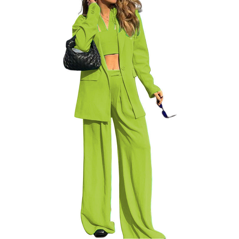 Damen Mode Set mit weitem Blazer und cropped Top Drune