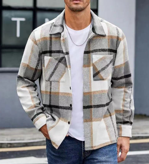 Herren lässige Karomuster Hemdjacke Drune