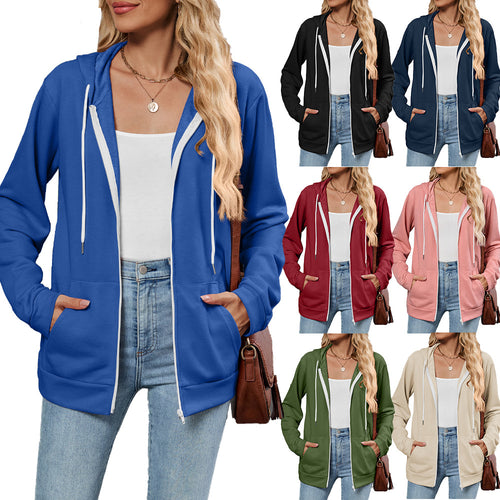 Damen Kapuzenjacke mit seitlichen Eingrifftaschen und kontrastierenden Reißverschlüssen Drune