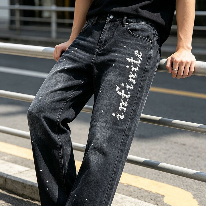 Herren Modische Jeans mit Schriftzug Drune