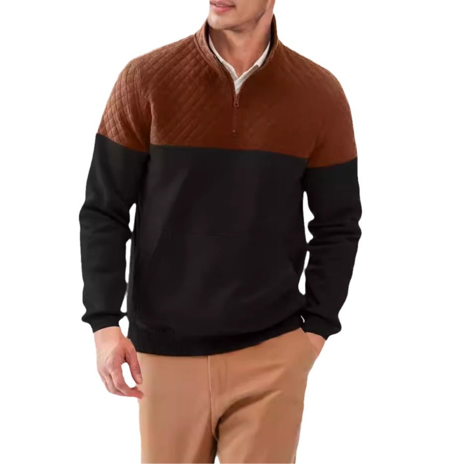 Herren Fleece-Pullover mit Steppdetails und hohem Kragen Drune
