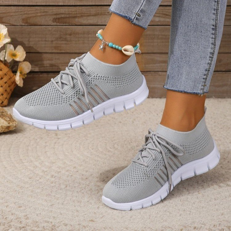 Damen komfortable und atmungsaktive Sneaker mit elastischem Netzstoff Drune