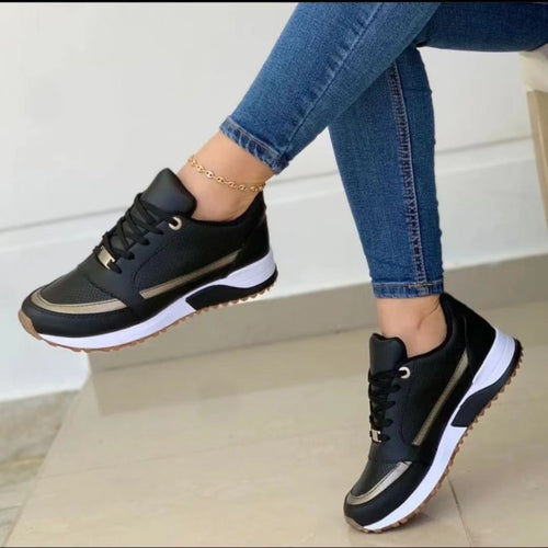 Damen  elegante City-Sneaker mit dezenter Metallic-Infusion, leicht gepolsterter Komfortsohle und profilierter Gummilaufsohle Drune