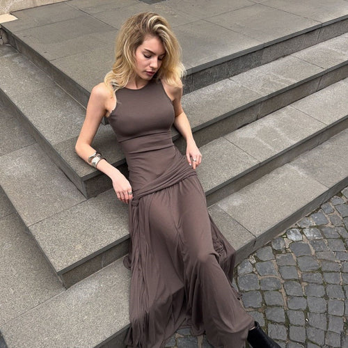 Damen Elegantes Maxikleid mit raffiniertem Wickel-Design und schmeichelnder Silhouette Drune