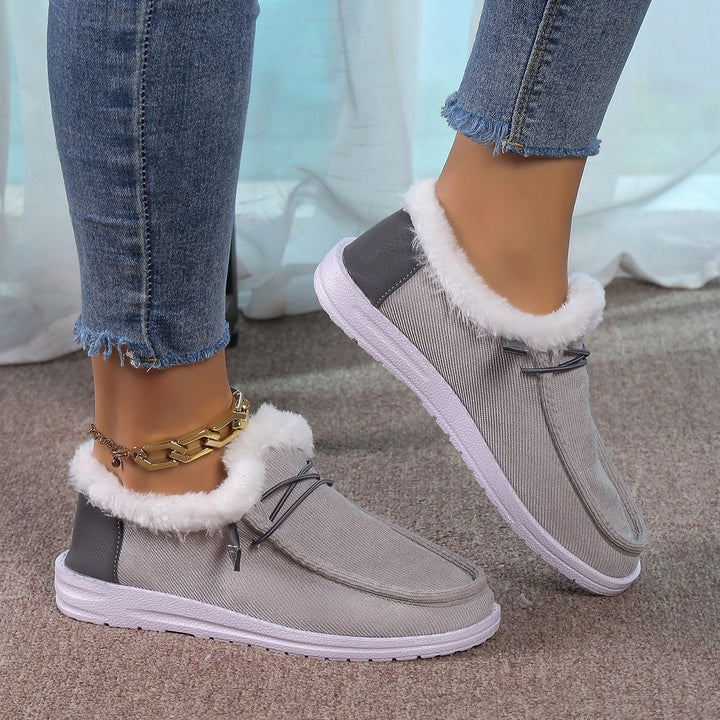 Damen Gefütterte Mokassin-Slipper mit Teddyfutter und profilierter Gummisohle Drune