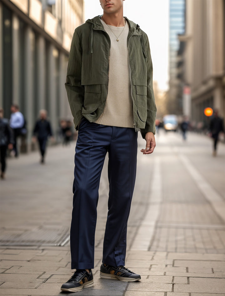Herren leichte Jacke im lässigen Stil mit großzügigen Taschen Drune