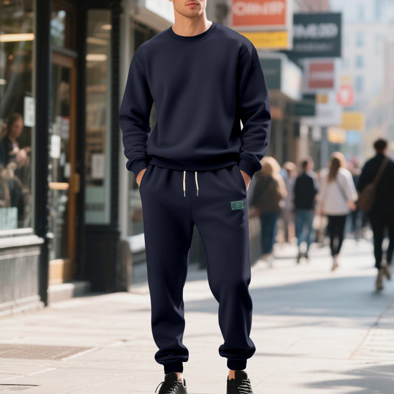 Herren lässiger Freizeitanzug mit weichem Fleece und elastischem Bund Drune