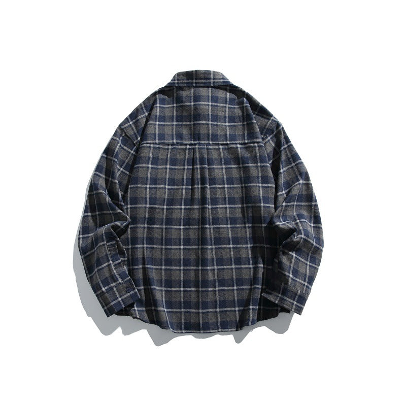 Herren Karierte Flanell-Hemdjacke im Overshirt-Look mit Brusttasche Drune