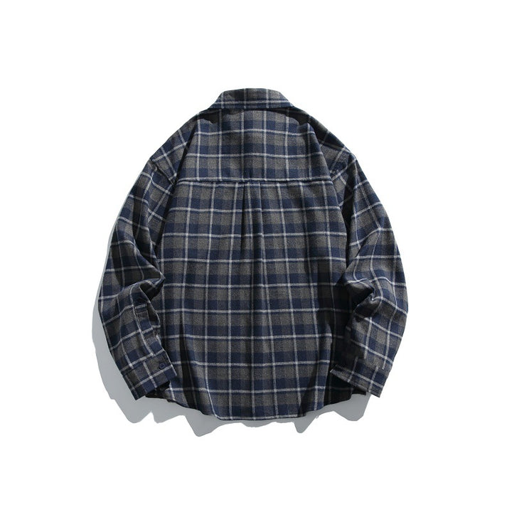 Herren Karierte Flanell-Hemdjacke im Overshirt-Look mit Brusttasche Drune