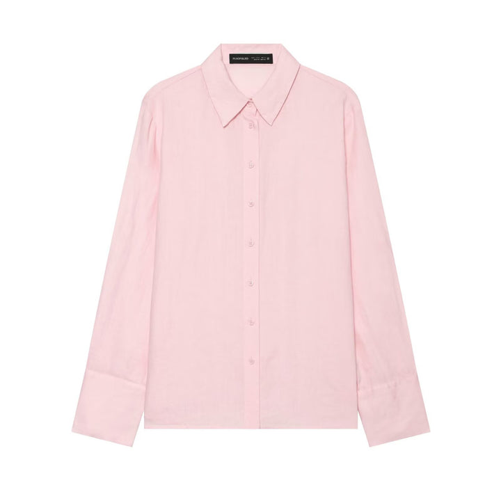 Damen Oversized Seidenimitat-Hemdbluse mit Kentkragen und Manschetten Drune