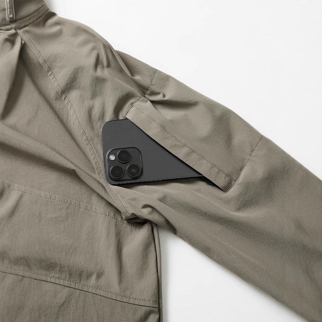 Herren nan taktisches Halfzip-Outdoorpullover mit hohem Stehkragen, verdecktem Reißverschluss und Ärmeltaschen Drune