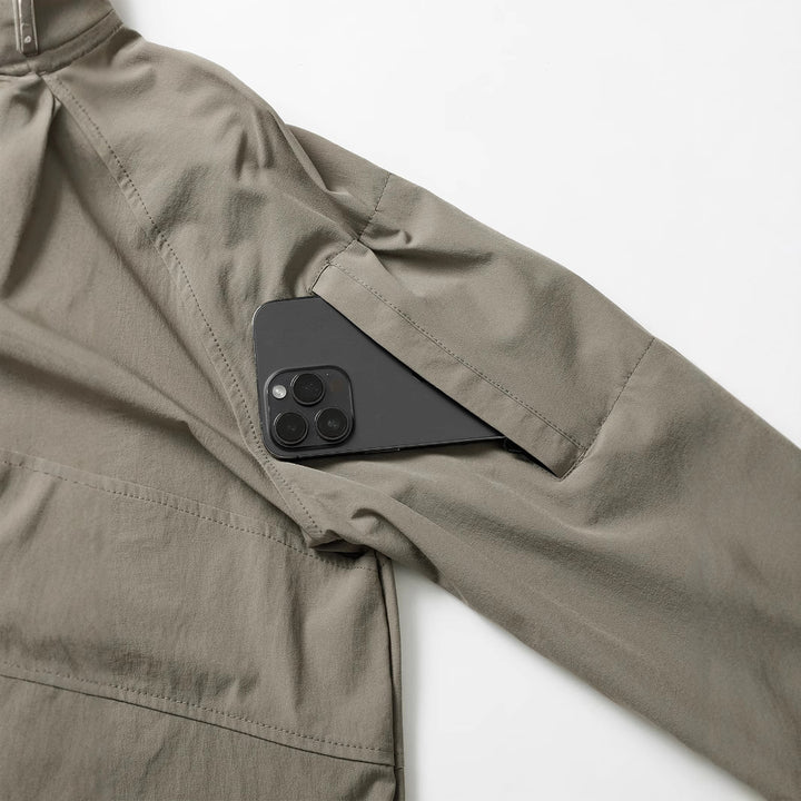 Herren nan taktisches Halfzip-Outdoorpullover mit hohem Stehkragen, verdecktem Reißverschluss und Ärmeltaschen Drune