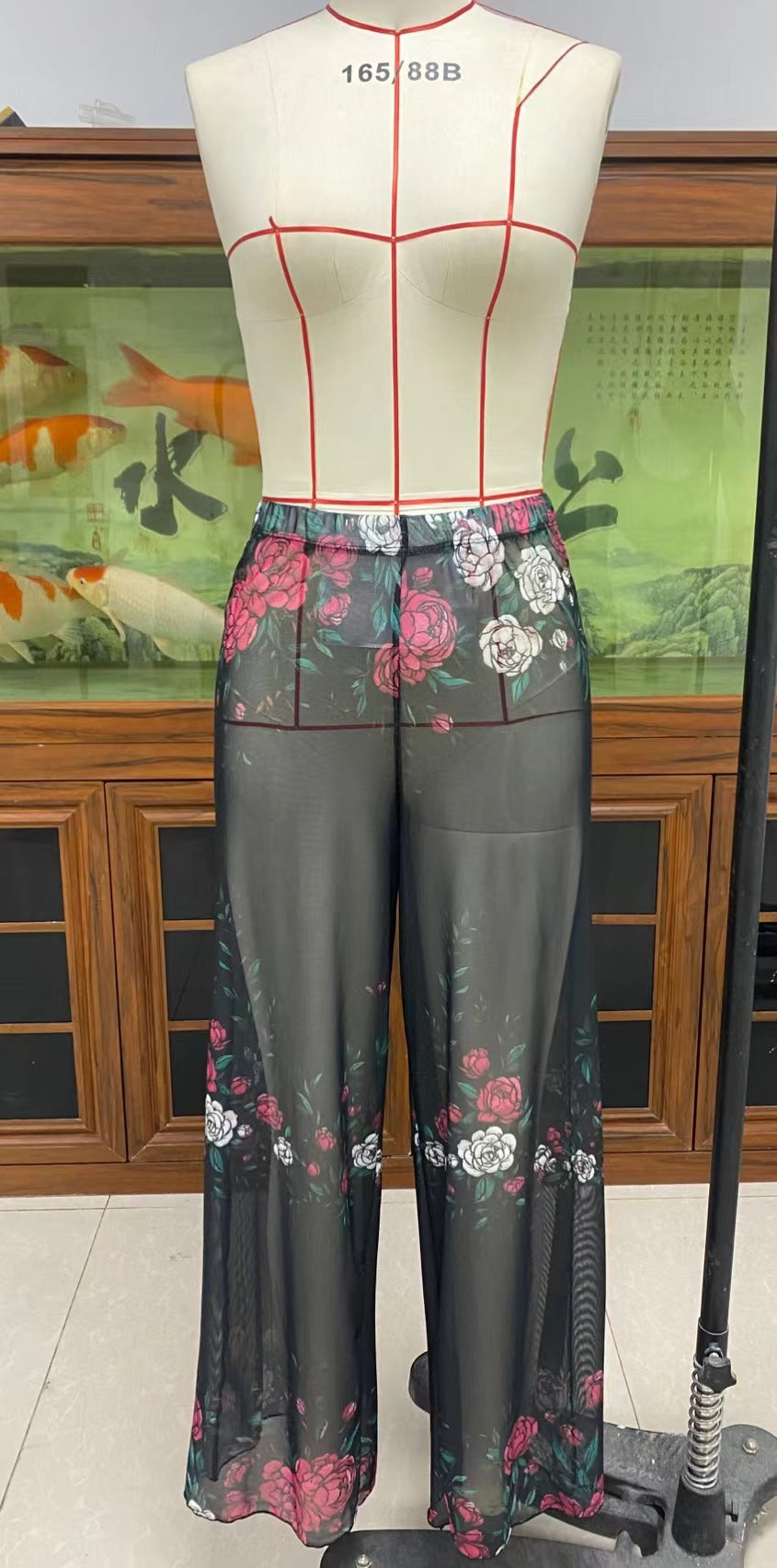Damen Elegante Strandhose mit floralem Muster Drune